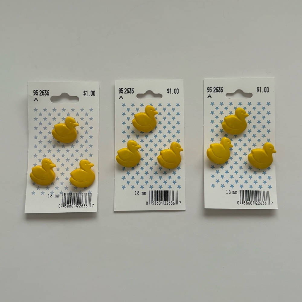 3/$25 Vintage Yellow Duck Baby Buttons Lot